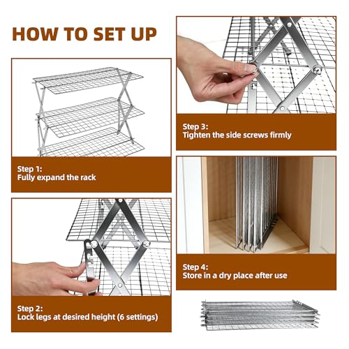 5 Tier Collapsible Cooling Rack Sourdough Cooling Rack 17"x10" - color: Silver, size: 5-Tier