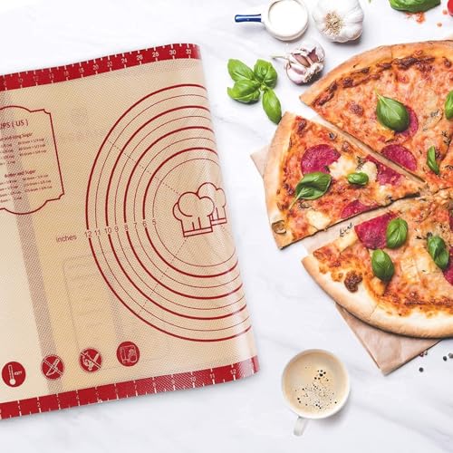 DANIA & DEAN Silicone Baking Mat, 28x20 Large Pastry Mat with Measurements - color: Red, size: 28"L x 20"W