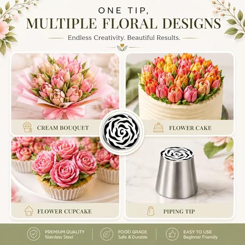 4pcs Russian Piping Tips Set Extra Large Stainless Steel Flower Icing Tips