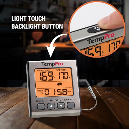 TempPro TempTrack Digital Meat Thermometer for Cooking and Grilling
