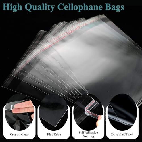 100Pcs 8-1/4 x 10-1/4 Inch Self Sealing Cellophane Bags Clear Plastic Sleeves - Fit 8x10 Inch Photo Prints Cards - size: 8.38 x 10.25 inches