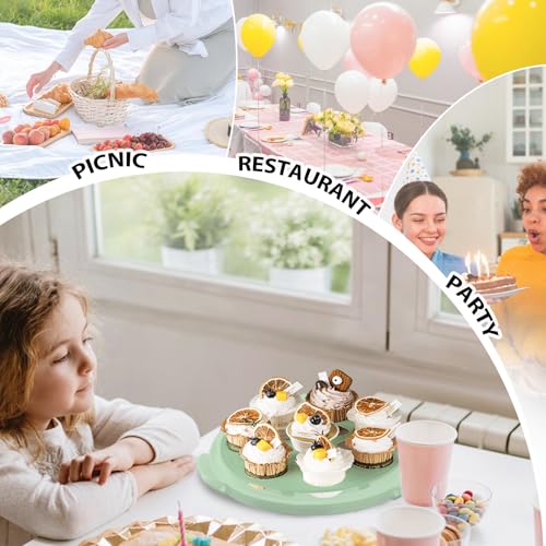 Plastic Cake Carrier with Lid and Handle, Multipurpose Cake Stand - color: Green