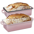 VORRINGARD Enameled Cast Iron Loaf Pan with Lid, Double Bread pan, Bread Dutch Oven for Sourdough Bread Baking, Cake, Meatloaf, 10X5.5 inch, 4 Quart, Pink - color: Pink