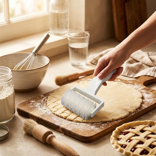 Pastry Lattice Roller Cutter 45mm Wheel Diameter 190mm Length ABS Material for Pie Crust Design Baking Tool Cutting Efficiency Home Bakers Saving Time in Dessert Preparation