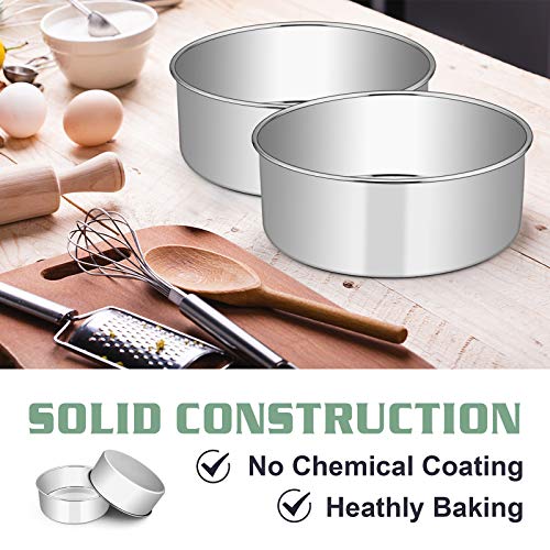 E-far 9½ x 3 Inch Cake Pan Set of 2, Stainless Steel Deep Cake Pans - size: 9.5 x 3 inches