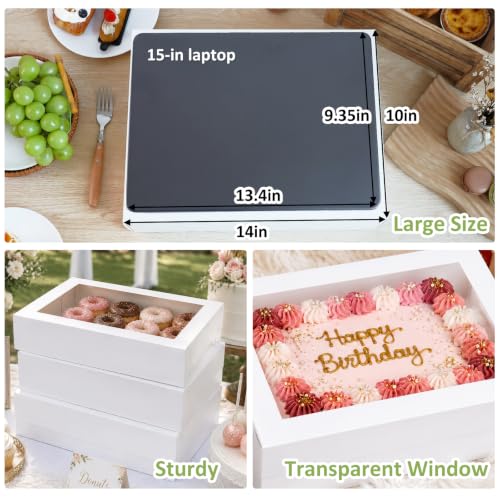 10pcs 14x10x4in Cake Boxes with Board, Rectangle Quarter Sheet Bakery Box - size: 14*10*4In
