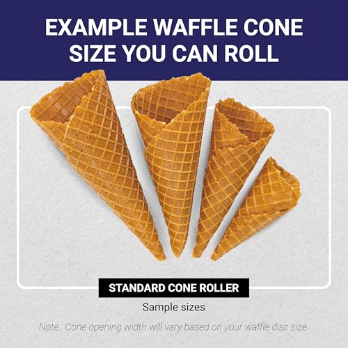 Professional Waffle Cone Roller Pizzelle Roller, Krumkake Cone Roller, Stainless steel, with Silicone sleeve (Standard size) | Amber Bake - size: Standard