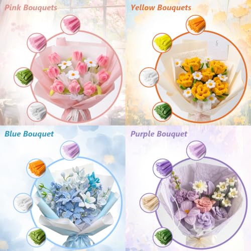 Cwczhi 3600 PCS Pipe Cleaner Flower Kit, 52 Colors Pipe Cleaners Craft - color: 52 color