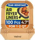Vailnd 100Pcs Small 4.7 Inch Square Air Fryer Liners Disposable for 1-2 Qt - size: 4.7 inch Square
