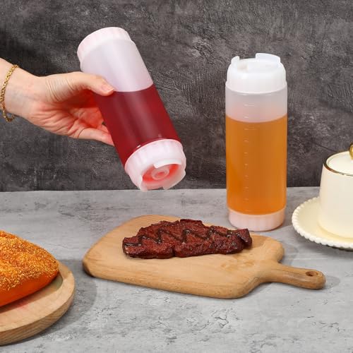 4 Pcs 20 oz Refillable Squeeze Bottles, Condiment Squeeze Bottle Plastic