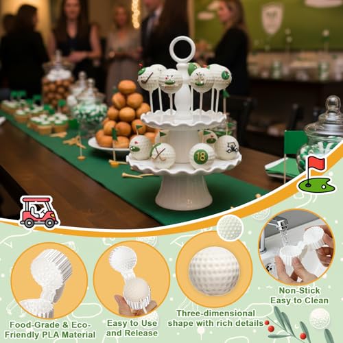 2 Pcs Golf Ball Cake Pop Mold with 100 Sticks, Golf Balls Mold - style: Golf Ball