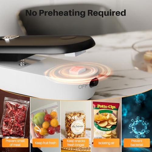 ODSD 2 in 1 Mini Bag Sealer - Heat Seal and Cutter with Lanyard, Portable Handheld Chip Bag Sealer for Snacks, Candies, Food Storage (Batteries Included) - color: Black/White