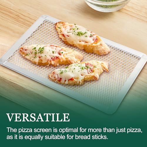 Pizza Screen 8 x 12 Inch 2 Pack Rectangular Aluminum Pizza Pan Restaurant-Grade Flatbread Screen Pizza Crisper Pan,Oven-Safe - size: 8×12 inch Pizza Screen