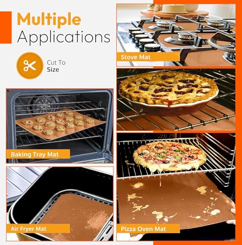 Oven Liners for Bottom of Oven - 17"x 25" Large Heavy Duty Non-Stick 2 Pack - color: Copper, size: 2 Pack (17" x 25")