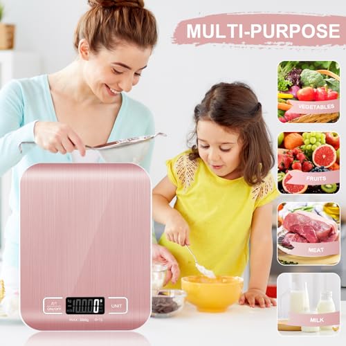 Food Scale, 11lb Kitchen Scale, 0.05oz/1g Weight Grams and Ounces, Pink - color: Pink