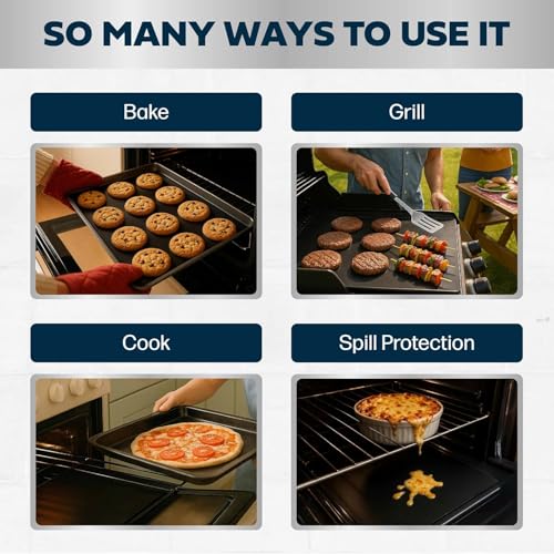 Cooks Innovations Non-Stick Oven Protector Mat - Heavy Duty Nonstick Oven Rack Liners to Protect Convection, Electric, Gas, & Microwave Ovens - BPA & PFOA Free Heat Resistant Baking Mat - color: Black