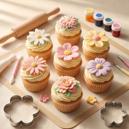 8 Pcs Flower Cookie Cutter Set Floral Shaped Cookie-Cutter Mold for Cake Decoration Birthday Gifts