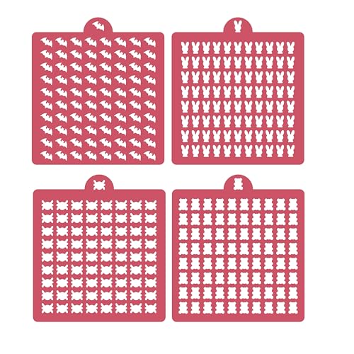 4 Pack Reusable Royal Icing Sprinkle Stencils Gem Glitter Stencils Bakery Stencil Template Set for Cookie Cake and Cupcake,Crafts DIY Tumblers Reusable Glitter & Gem Template Set (Animal-2) - style: Animal-2