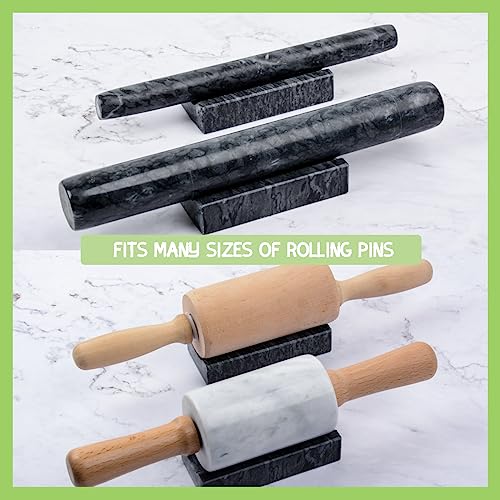 Marble Rolling Pin Holder,Rolling Pin Display Rack,Suitable for Storing Rolling Pin,Pizza Roller,Spoon,Knive,Fork and Other Kitchen Utensils,Set of 2(Black) - color: Black