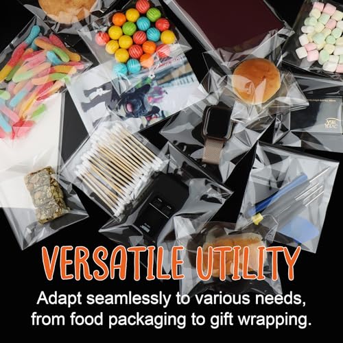 120Pcs Cellophane bags, 6x9 Self Sealing Cellophane Bags, Clear Cookie Bags, Resealable Treat Bag for Fresh Cookies, Candy, Gifts, and Product - color: 6x9 120Pcs
