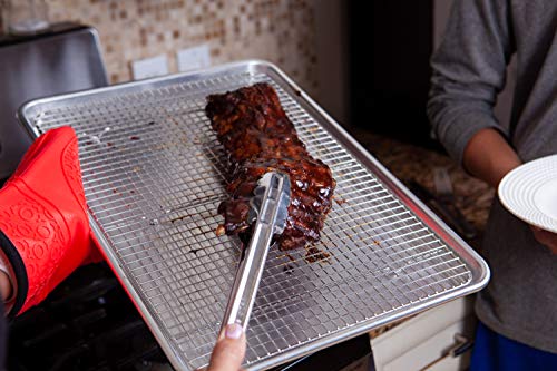 Stainless Steel Cooling Rack - Heavy Duty and Oven Safe, Good for Cooling, Baking and Roasting - Fits Half Sheet Pans - Perfect for Cookies, Cakes & More (12" x 17") - size: 12" x 17" - Set of 2
