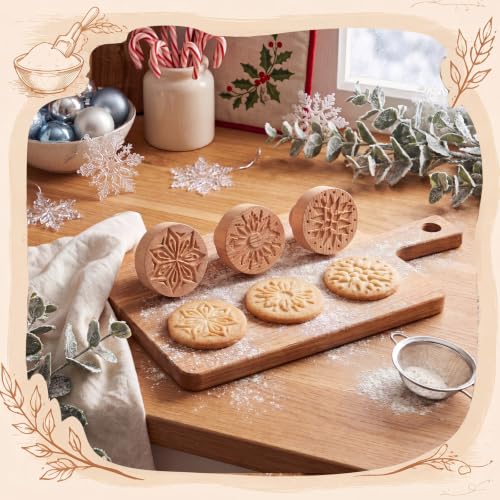 3 Set Starburst Cookie Stamps, 2.5" Springerle Molds for Baking - style: Starburst