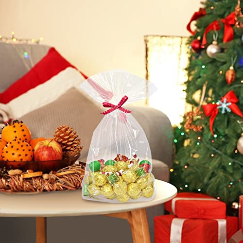 Morepack Flat Bottom Cellophane Treat Bags 100 Pcs 10x4x14 Inches - size: 10x4x14 Inch (100 Count)