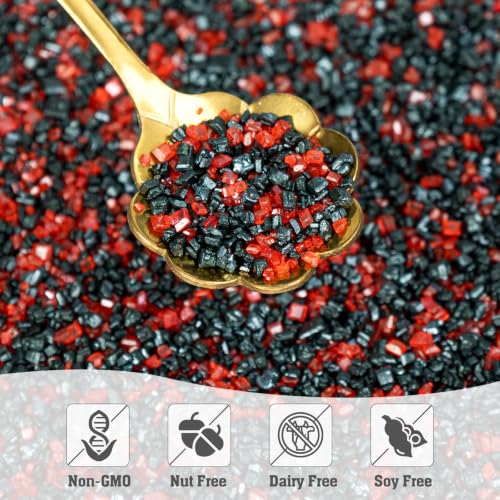 Twisweet Red Black Sanding Sugar 150g, Edible Halloween Sprinkles for Cakes - color: Red, Black