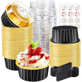 Round Mini Cake Pans with Lids, 5oz Disposable Small Baking Tins, Black - color: Black Gold 60pcs