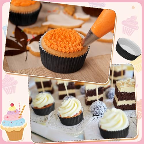 Uiifan 50 Pcs Paper Baking Cups Muffin Liners Microwave Safe,Black - color: Black