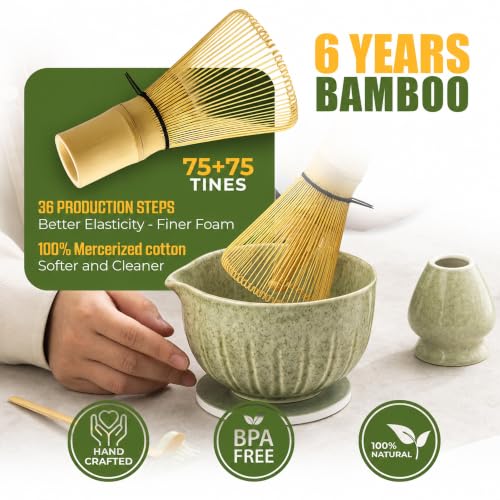 Matcha Whisk Set - Matcha Set Kit Light Green 10-Pcs Ceremonial Style