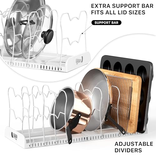 Simple Houseware Expandable Pan Rack 10 Adjustable Compartments, White - color: White, size: 10 Compartments