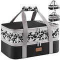 Lifewit Expandable Insulated Double Decker Casserole Carrier - color: Black-flowers