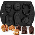 HKNMTT Skull Cake Pizza Pan 6 Spooky Shapes Halloween Silicone Baking Mold - style: 6 Spooky Shapes 1PC