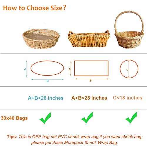 Morepack Large Cellophane Bags for Gift Baskets 30x40 Inches 20Pcs - size: 30x40 Inch (20 Count)