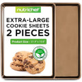 NutriChef 2-Piece Nonstick XL Cookie Sheets for Baking - 22" x 16" Stackable Extra Large Baking Sheet - Carbon Steel Baking Pans, PFOA, PFOS, PTFE Free- NCLGBP28 - color: Gold, size: 2-Pack