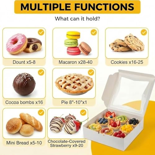 24 Pack Pie Boxes, 10x10x2.5 Inches Bakery Boxes with Window - size: 10x10x2.5