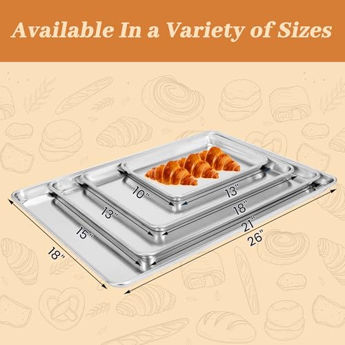Aluminum Baking Sheet Pans, Half Size 18"x13", 6 Pack - size: Standard 18"×13" (Half Size 6 Pack)