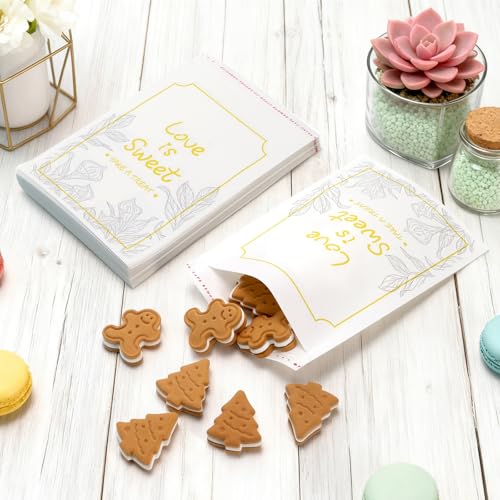 ZAVOOS 150 Pieces Love is Sweet Paper Treat Bags, 5 x 7.8 Inch