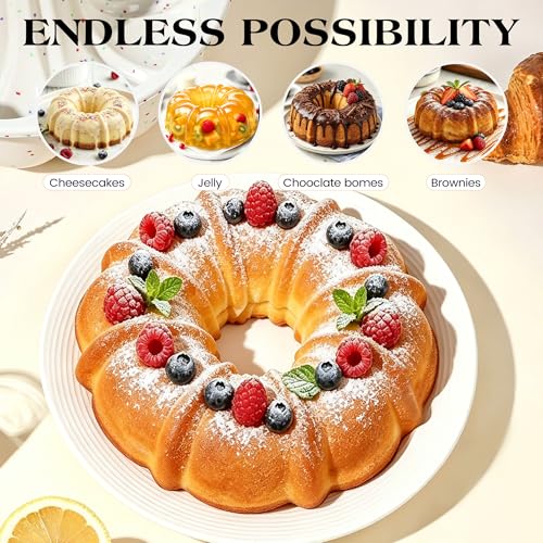 9.5 Inch Silicone Fluted Tube Cake Pan with Stainless Steel Frame - size: 9.5 inch