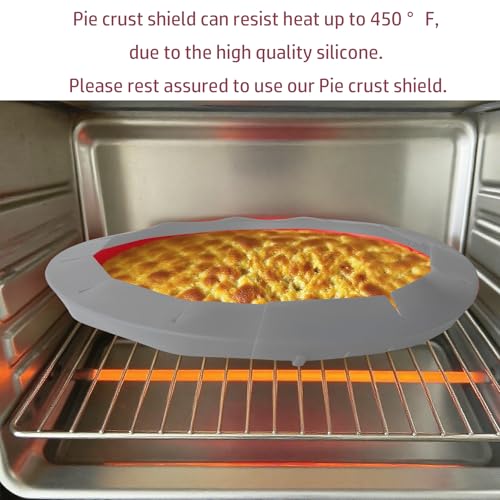 2PCS Adjustable Baking Pie Crust Shield Protector Cover for Edges of Pie - 8-inch to 11.5-inch (Grey Grey) - color: Grey Grey