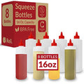 Reli. Plastic Squeeze Bottles, 16 oz. | 8 Pack | Condiment Squeeze Bottles