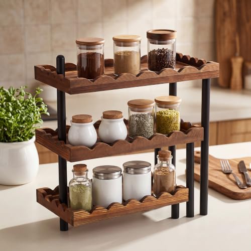 3 Tier Serving Tray & Wood Display Risers for Party,Rotatable Cupcake Stand