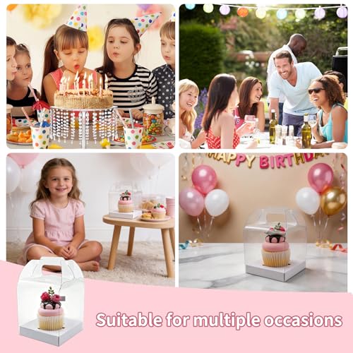 24 Count Individual Cupcake Containers, 4inch Cupcake Boxes Individual, Clear Cupcake Carrier (24, White) - color: White