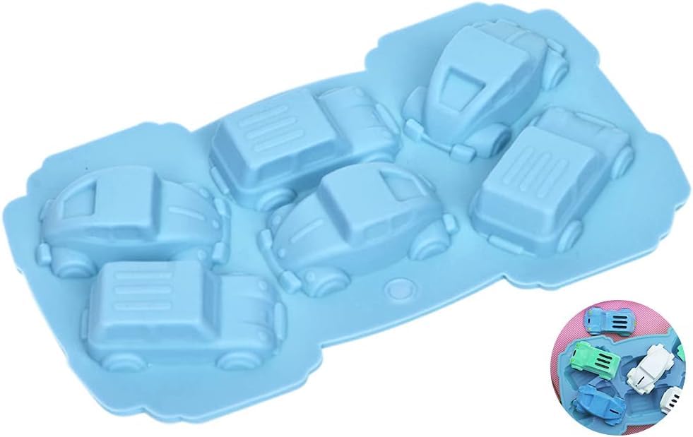 1 PACK 6 Cavities Small Cars Shape Silicone Cake Mold