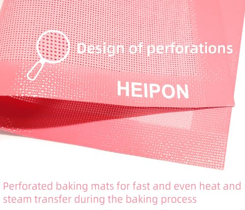 Pink Perforated Silicone Baking Mat,15.7"Lx11.8"W (Pink,2pcs)