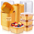 Aoriher 300 Pieces 10 oz Mini Cake Pans with Lids,Gold - color: Gold