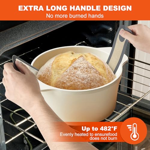 PLAPITATE Silicone Bread Sling Dutch Oven Liner, Non-Stick & Easy Clean Reusable Oval and Round Silicone Bread Baking Mat with Long Handles, Easy to Transfer Sourdough Bread - 2 Gray Set - color: Gray Oval and Round