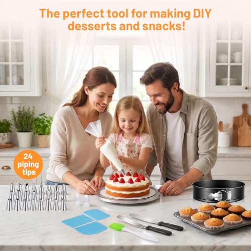 168pcs Cake Pan Set, 6 8 10 Inch Non-Stick Springform Pans Set, Leakproof Cheesecake Pan with Complete Cake Decorating Supplies Kit, Icing Tips, Baking Kit for Beginners & Home Bakers