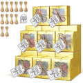 KPOSIYA 120pcs Small Cookie Boxes with Window, 4x4x2.5 Gold Bakery Box - color: Gold, size: 120